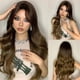 thumbnail image 2 of Peluca de cabello castaño largo y rizado con flequillo de ocho caracteres Peluca de cabello rizado femenino, 2 of 4