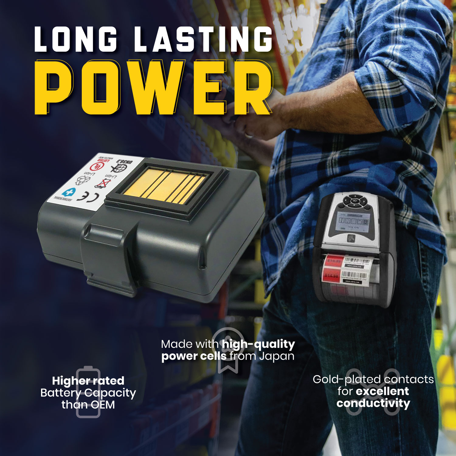 Artisan Power TDSourcing - Printer battery - standard - lithium ion - 2600 mAh - 19.24 Wh - for Zebra ZQ500 Series ZQ510, ZQ520; ZQ600 Series ZQ610, ZQ620 - image 4 of 6