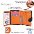 thumbnail image 3 of Small Wallet for Women Genuine Leather RFID Blocking ID WIndow Credit Card Holder - Black and Orange, 3 of 7