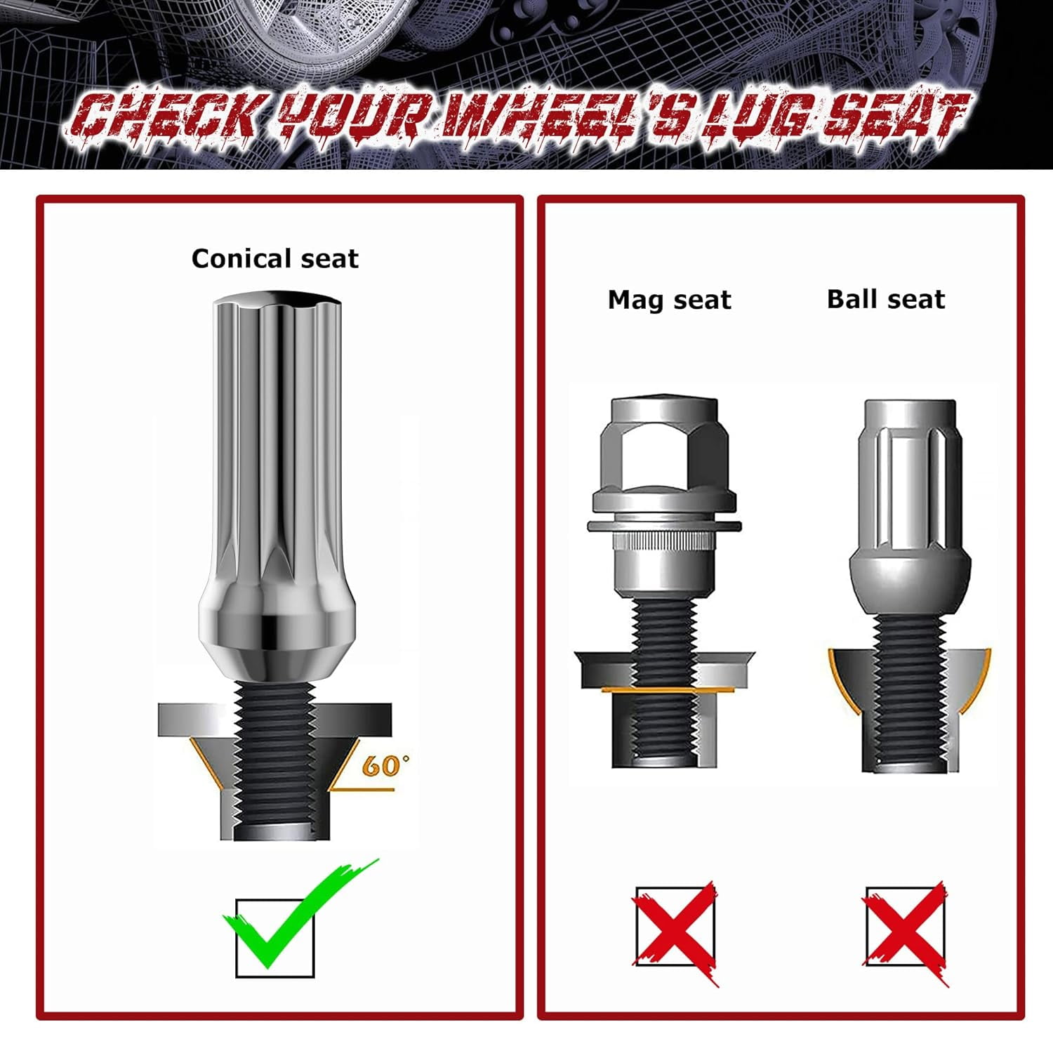 9/16-18 Lug Nuts for 1994-2010 Ram 2500 3500, 2002-2010 Ram 1500, 1988-1998 F250 F350, 32PCS Closed End Long Extended 7 Spline Chrome Lug Nuts 9/16x18 with Socket Key for 8 Lug Aftermarket Wheels
