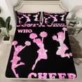 thumbnail image 2 of Castle Fairy Cheer Cheerleader Girl 4 Pieces Queen Sheet Sets,Black Pink Ultra Soft Flat Sheet,Abstract Gradient Queen Fitted Sheet,Super Cozy Room Decor, 2 of 7