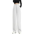 thumbnail image 2 of Women Pants Wide Leg Pants Women's Casual Pants Wide Leg High Elastic Waist Business Trousers Long Straight Suit Pants for Summer Work, 2 of 5