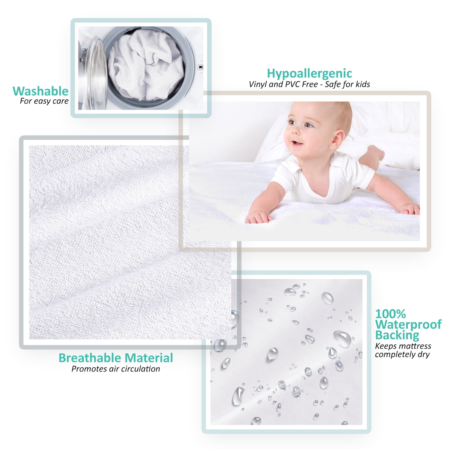 Lammaloe Twin Waterproof Mattress Protector, Premium Mattress Pad, Zippered Mattress Cover Fits Mattresses Up to 21 inches