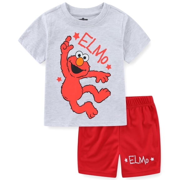 Sesame Street Elmo Short Sleeve T-Shirt and Mesh Short Set (Boys), 2 Piece Set, Sizes 2T-4T