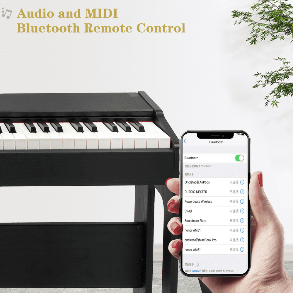 Tcbosik Digital Piano, 88-Key Full Weighted Keyboard with Stand, Headphone and Triple Pedals for All Experience Levels, Black