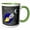 Green/White, variant on 3drose, Image of Spaceship with Moon and Stars, 11oz Two-tone Black Mug