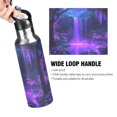 thumbnail image 4 of 1000ml Vacuum Insulated Sports Water Bottle with Foldable Straw Stainless Steel Portable Thermos Cup Purple Neon Waterfall, 4 of 7