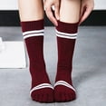 thumbnail image 3 of Women's Five Finger Toe Socks Warmer Thick Cotton Split Toe Socks for Sports and Outdoor Activities Wine Red, 3 of 4