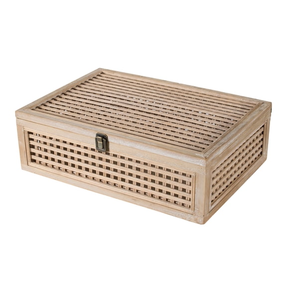 Woven Wood Decorative Bo x - Natural Finish
