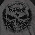 thumbnail image 2 of Hot Leathers PWM2002 Official Providence Cycle Worx Skull Raglan Charcoal Black  3/4 Sleeve Shirt 2X-Large, 2 of 2