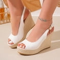thumbnail image 4 of Miluxas Womens Evening Slingback Buckle Platform Peep Toe Wedge High Heel Pumps Shoes Beige 7(39), 4 of 9