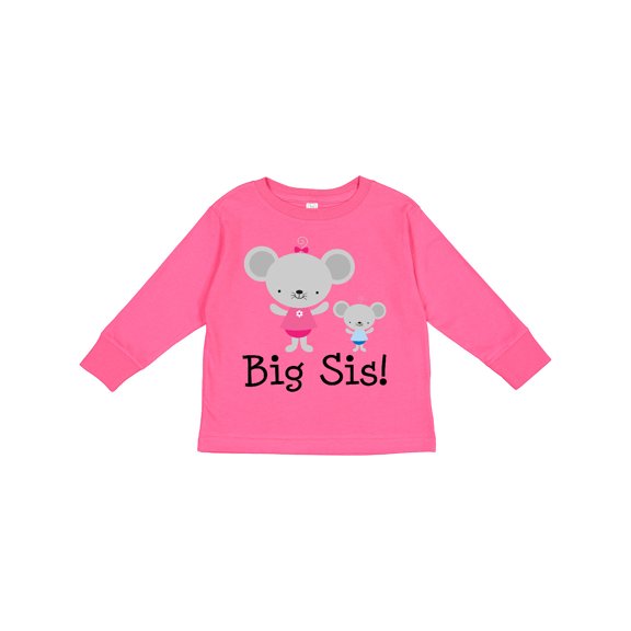 Inktastic Big Sis with Lil Bro Girls Sister Announcement Girls Long Sleeve Toddler T-Shirt