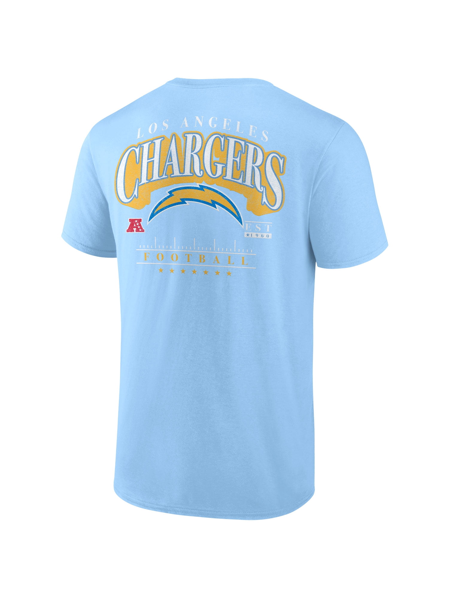 NFL Los Angeles Chargers Men's Cotton Faded Blue Short Sleeve T-Shirt