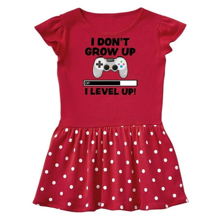 

Inktastic I Dont Grow Up I Level Up with Game Controller White Gift Toddler Girl Dress