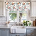thumbnail image 2 of Pink Orange Floral Farmhouse Short Window Curtain Valances, Summer Botanical Flower Leaf Rod Pocket Kitchen Valances for Living Room Bedroom Bathroom Cafe 42" x 18", 2 of 8