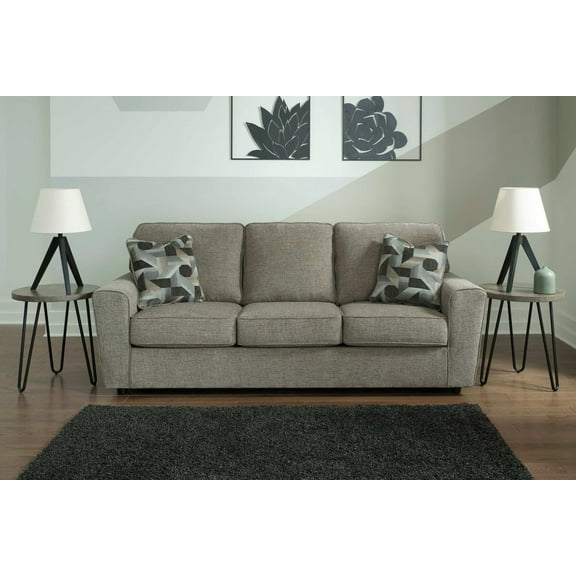 Ashley Furniture Cascilla Contemporary Fabric & Wood Sofa in Light Gray