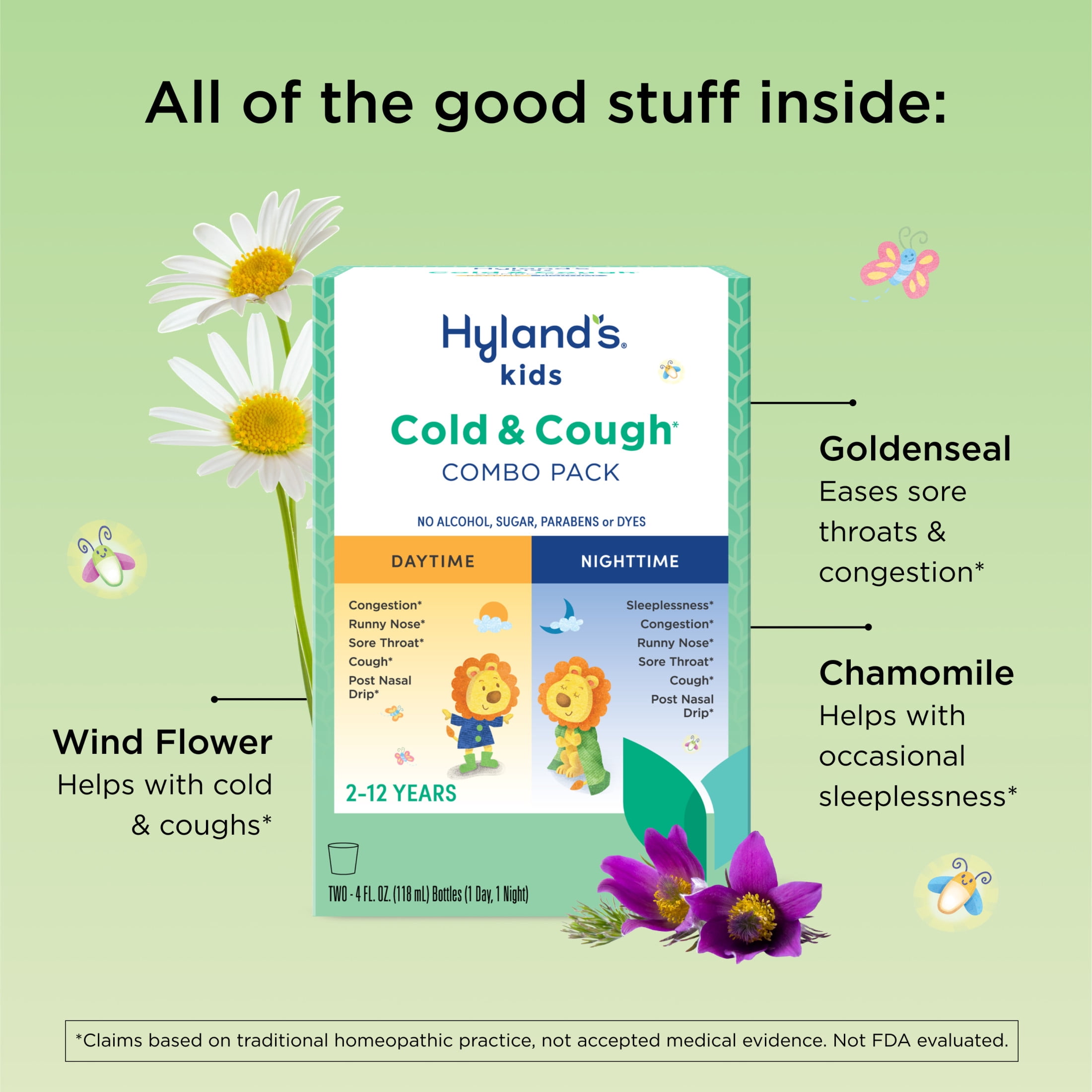 (3 pack) Hyland's Kids Cold & Cough, Ages 2-12, Day & Night Combo Pack, 8 fl oz