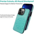 thumbnail image 2 of Compatible for iPhone iPhone 13 Pro Max 6.7' Wallet Case with Card Holder, Mandala Embossed Faux Leather Kickstand Card Slots Case, Handmade Shockproof Protective Slim Soft Flip Phone Case, Mint Green, 2 of 9