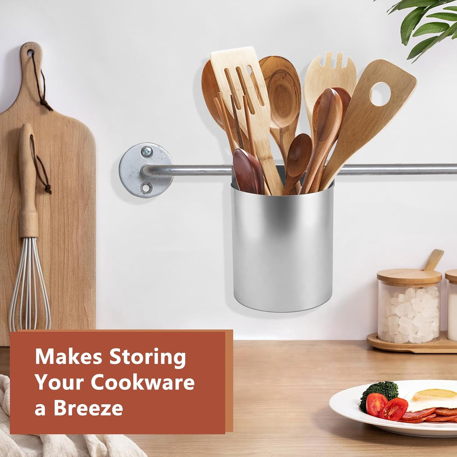 RVKXHD Ice Scoop Holder Hanging Organizer, 6.3X4.72X3.93 Inch, Sturdy Iron Material, for Refrigerator and Freezer, Shelf Heavy Duty Ice Maker Shovel Storage Box, Space Saving Kitchen Organizer