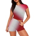 thumbnail image 1 of Blusas para Mujeres Casual Sólido Manga Corta Blusa de Cuello Redondo Y Pantalones Cortos Cintura Elástica Set de Dos Piezas, 1 of 4