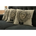thumbnail image 5 of Ambesonne Indie Throw Pillow Cover 4 Pack, Dandy Cool Lion Character, 24", Sand Brown Black Yellow, 5 of 5
