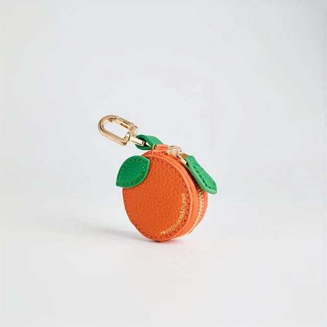 Estbridge Cute Peach-Shaped Keychain Coin Purse - Synthetic Leather Mini Wallet with Zipper Closure Airtag-Compatible & Compact Design for Women s Stylish Gift Accessory Cute Wallet K