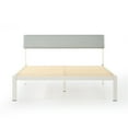 thumbnail image 4 of Mellow Kera Metal Platform Bed with Angled Upholstered Headboard, Solid Wooden Slats, Sky Gray, Twin, 4 of 8