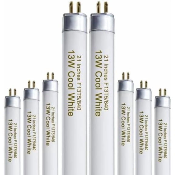 8 Pack 21 Inch T5 Fluorescent Light Bulb 13 Watt F13T5/CW Compatible for Sylvania Satco Philips GE Under Cabinet Tube Light Cool White 800 Lumen G5 Base 8 Count$$