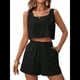 thumbnail image 1 of Conjuntos de Dos Piezas para Mujer, Conjuntos de Salón A Juego, Pantalones Cortos de de Dos Piezas, Tops Cortos, Ropa de Moda, Conjunto de Vacaciones de Verano. Negro XL, 1 of 7