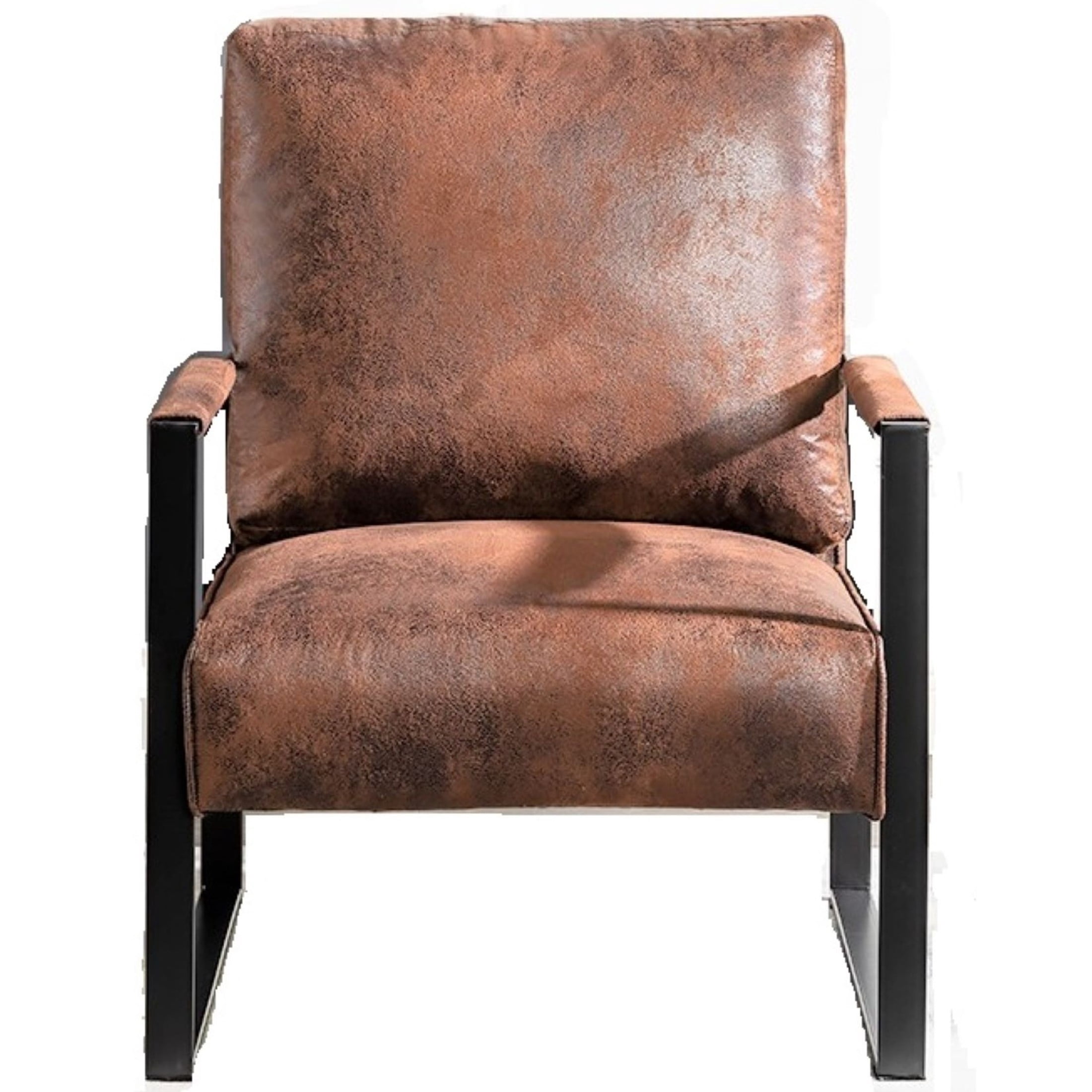 GDF Studio 25.4" Mid-Century Modern Accent Chair with Square Metal Frame, Microfiber Upholstery, Brown