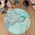 thumbnail image 3 of Aqua Marble Round 13 Inch Placemats Set of 8, Modern Abstract Waves Silvery Farmhouse HeatResistant Non Slip Place Mats for Dining Table, Wipeable Braided Kitchen Table Mats for Housewarming, 3 of 9