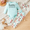 Mint green, variant on PatPat Newborn Baby Girls Cotton Clothes Long Sleeve Romper Jumpsuit Pants Outfit Set, 6-9 Months