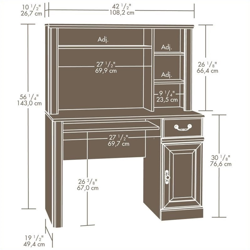 Sauder Orchard Hills Small Wood Computer Desk With Hutch In Ina Oak