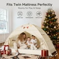 thumbnail image 5 of Toddler bed Tent Canopy: Lights & Flags Indoor Floor Twin Bed Tent Play Tent - Twin Bed Curtains - Play House Bedroom Privacy Space Sleeping Tents Gifts Large Teepee Tent(Golden Beige), 5 of 6