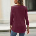 thumbnail image 3 of Women's T Shirt Top Fashion Casual Solid Color Top 3/4 Long Sleeve Made of Polyester and Spandex with Comfortable and Versatile Feature, 3 of 4