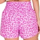 thumbnail image 3 of Women's Athletic Shorts Pink Pink Leopard Print Shorts, 3 of 4