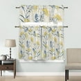 thumbnail image 5 of 3 Piece Curtains Tiers and Valances Set, Blue Leaves Yellow Berries Floral Summer Farm Plant Print Rod Pocket Short Window Treatment Tiers Curtains Panel and Valance for Cafe Bathroom Kitchen, 5 of 6