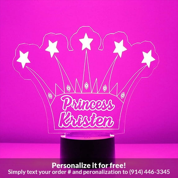 Mirror Magic Store Princess Crown Color Changing Personalized LED Light with Remote Control