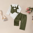 thumbnail image 2 of Emitonse Baby Boy Clothes Wedding Outfit Boys Formal Vest Suit Babys First Birthday Gentlemans Bow Tie Overalls Suit Piano Performance Outfit AG,Size 6-9 Months, 2 of 5