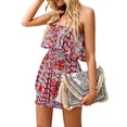 thumbnail image 4 of VISgogo Mameluco de Mujer, Sin Mangas Cintura Alta Abrigo Pecho Retro Estampado Casual Fiesta Verano Mono Corto VISgogo  moda, 4 of 6