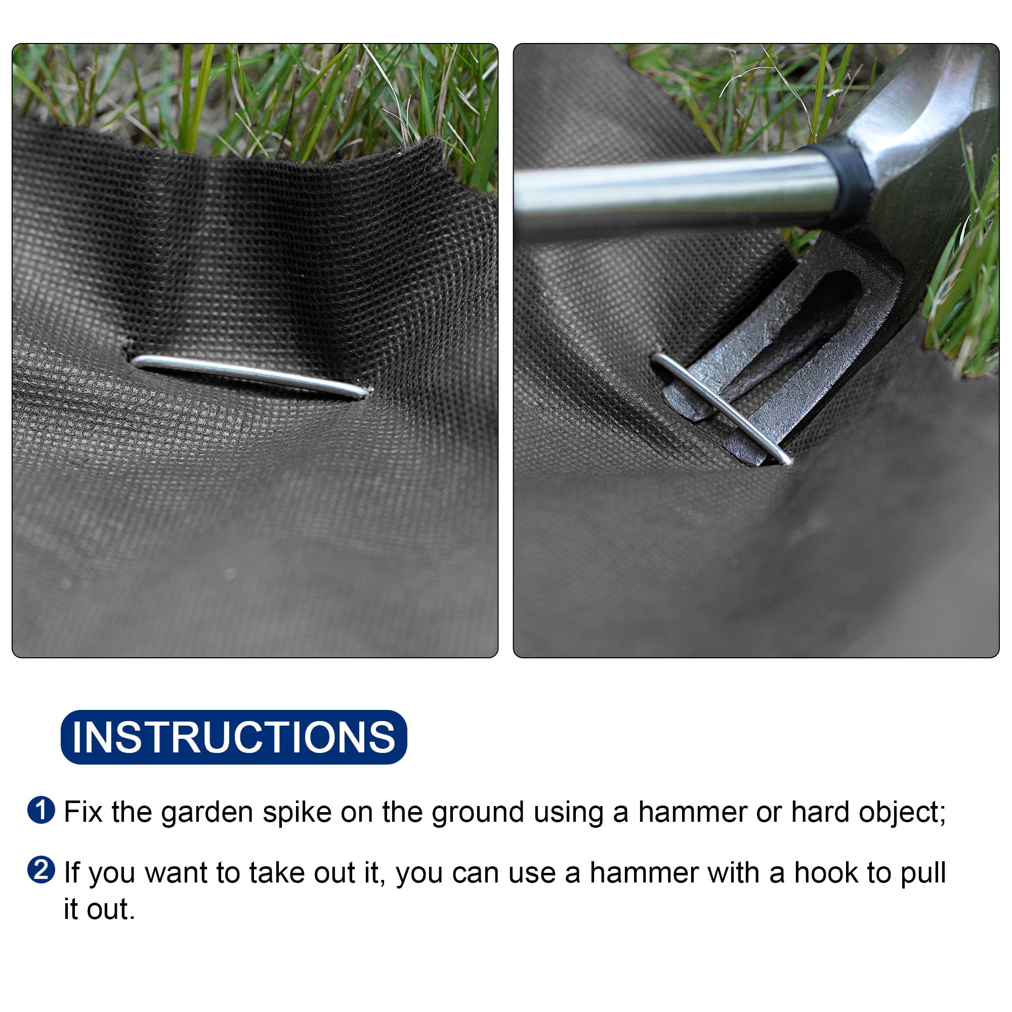 Unique Bargains Galvanized Rustproof Lawn Landscape Fabric Staples Garden Stakes, Silver (10 Pack)