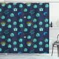 thumbnail image 1 of Emoji Shower Curtain, Planet Earth as Smiley Angry Happy Sad Cheerful Faces Expressions and Star Backdrop, Fabric Bathroom Set with Hooks, 69W X 75L Inches Long, Multicolor, by Ambesonne, 1 of 3
