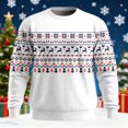 thumbnail image 2 of Christmas Mens Sweatshirts Long Sleeve Crewneck Vintage Christmas Print Pullover Sweater Xmas Gift Winter Soft Casual Ribbed Knit Mens Ugly Sweater White M, 2 of 3