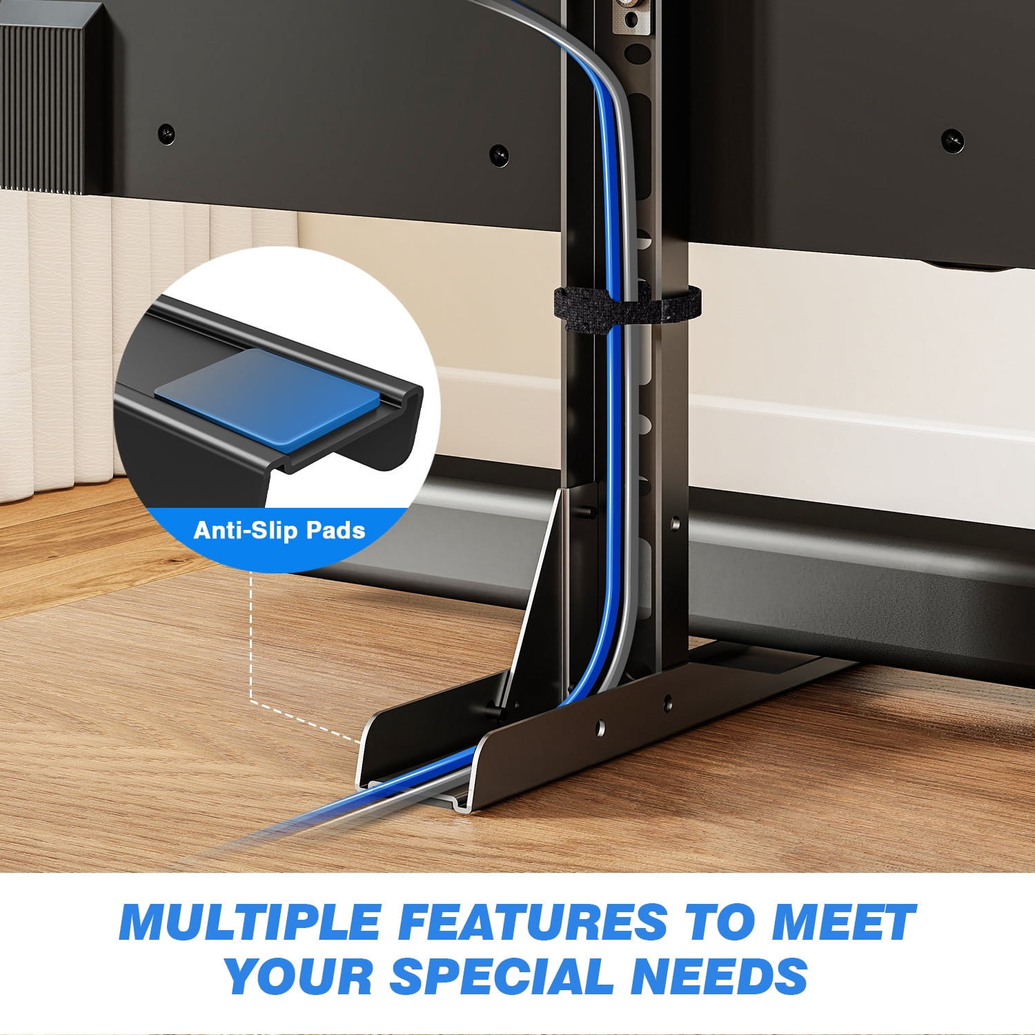 RTVR Universal Table Top TV Stand Base with Mount, Height Adjustable for 20 to 75 inch LCD LED Flat Screen TVs up to 110lbs