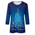 thumbnail image 3 of Hvot&aat Women's Glitter Christmas Tree Sweatshirts Casual 3/4 Sleeve Blouses Loose Crewneck Pullover Color Block Tunic Shirts, 3 of 3