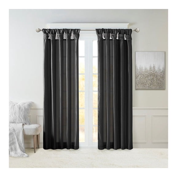 Faux Silk Window Curtain Panel, 50x95 Inch, Twisted Tab Top, Lined for Privacy, OEKO-TEX Certified