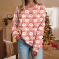 thumbnail image 7 of larppty Christmas Sweatshirts for Women Ugly Christmas Sweatshirts Santa Printed Long Sleeve Oversized Crew Neck Holiday Pullover Tops (Pink, XXL), 7 of 7