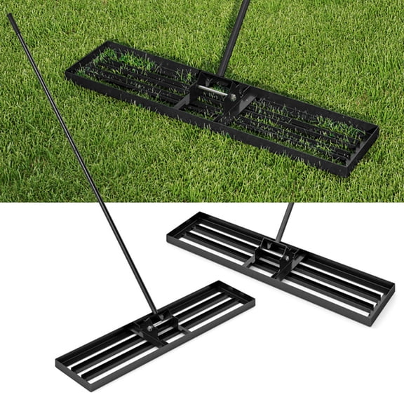 Demifill 42 x 10 Inch Lawn Leveling Rake with Ergonomic Handle, Lawn Care Tool for Outdoor as Garden, Yard, Black