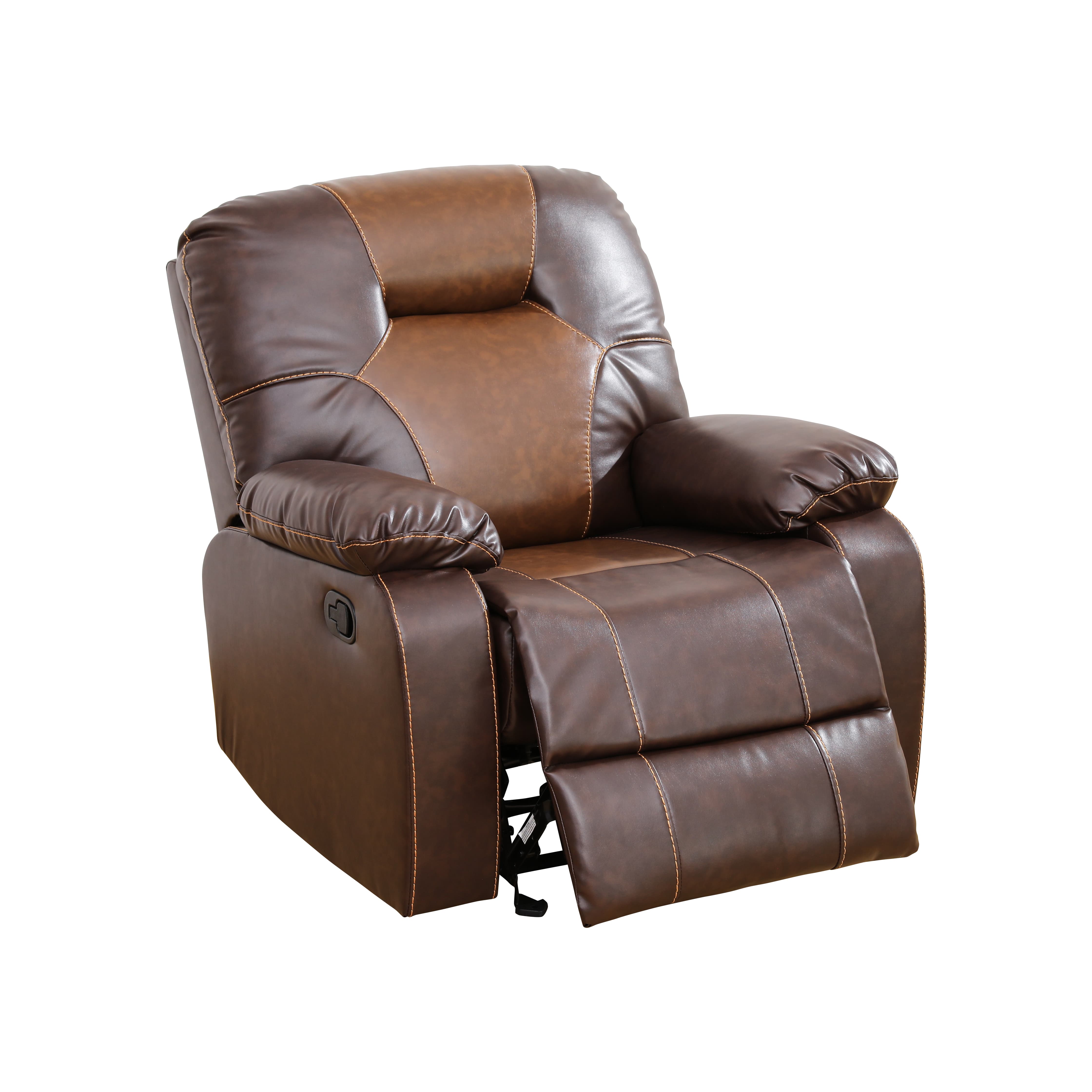 MAYEERTY Recliner Chair, Breathable Leather Reclining Chair with Adjustable Backrest for Living Room, Brown