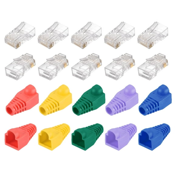 RJ45 Cat6 Connectors RJ45 Ends 8P8C Modular Plug Pass Through Connector with Boots Cover 50pcs